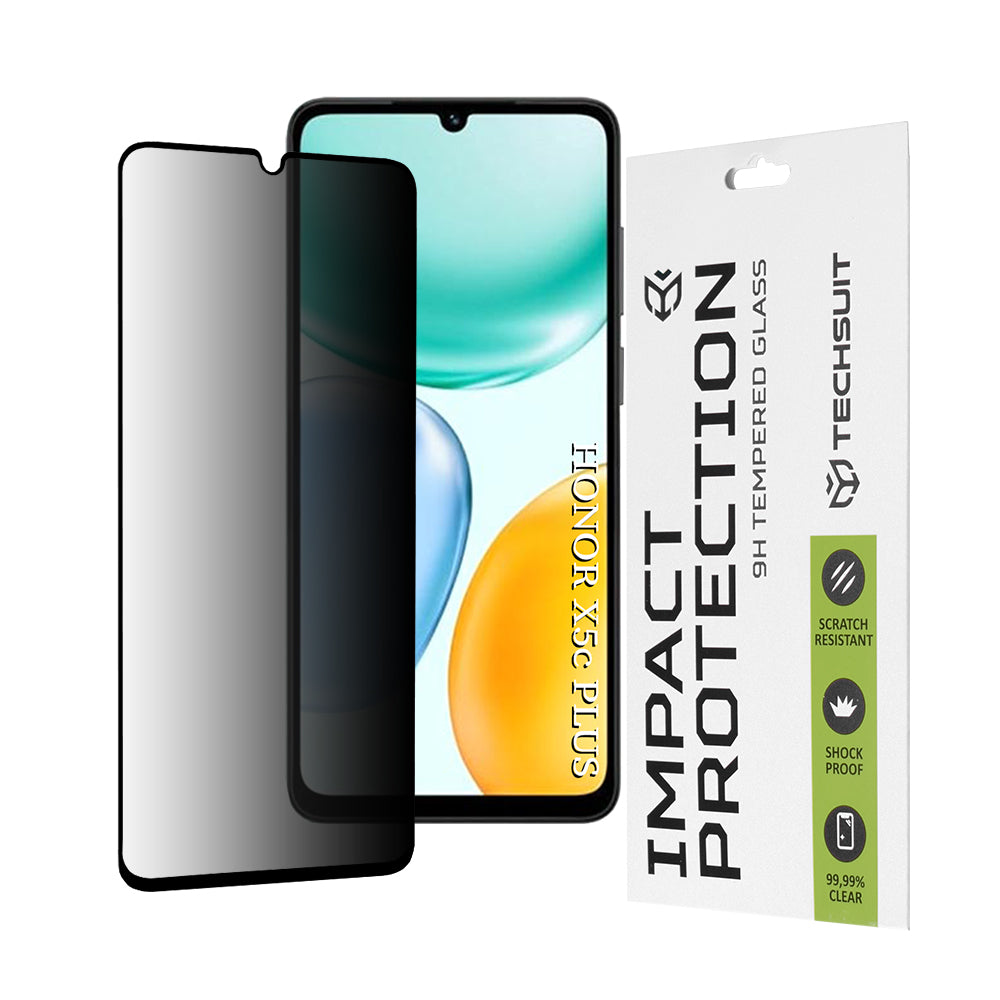 Film de protection d'écran Techsuit pour Honor X5c Plus, Verre Trempé, Full Glue, 111D