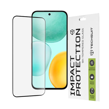 Techsuit Displayschutzfolie für Honor X6c, gehärtetes Glas, Full Glue, 111D, Schwarz