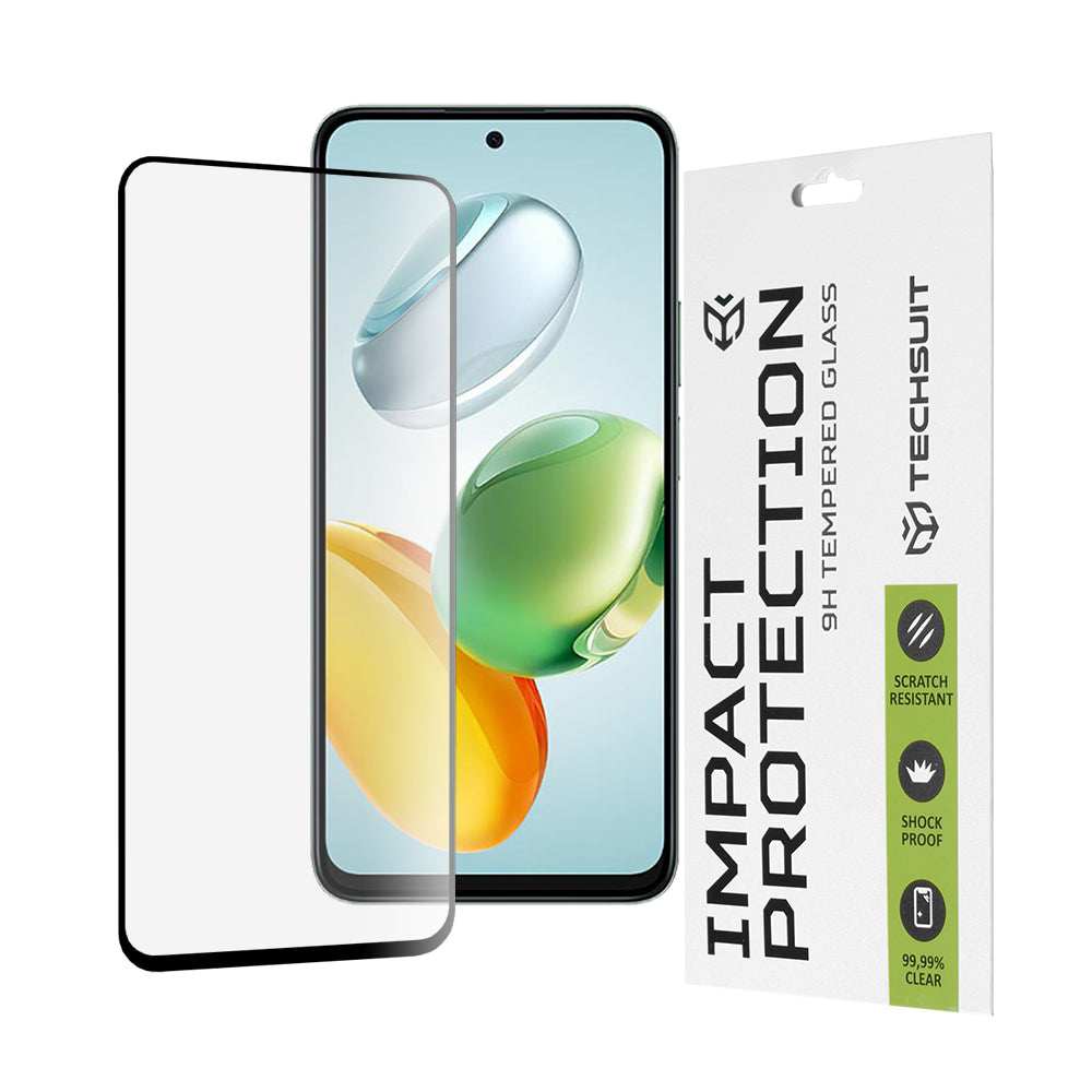 Pellicola protettiva per schermo Techsuit per Honor X7c / 200 Smart, Vetro temperato, Full Glue, 111D, Nero