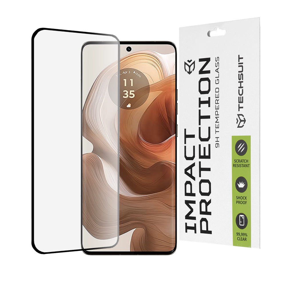 Pellicola protettiva per schermo Techsuit per Motorola Edge 50 Ultra, Vetro temperato, Full Glue, 111D, Nero