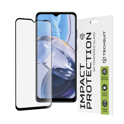 Pellicola protettiva per schermo Techsuit per Motorola Moto E22i / E22, Vetro temperato, Full Glue, 111D, Nero