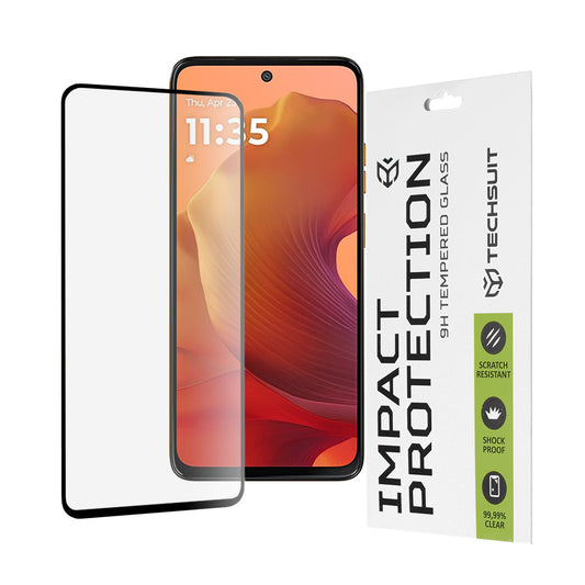 Film de protection d'écran Techsuit pour Motorola Moto G15 / G15 Power, Verre Trempé, Full Glue, 111D, Noir