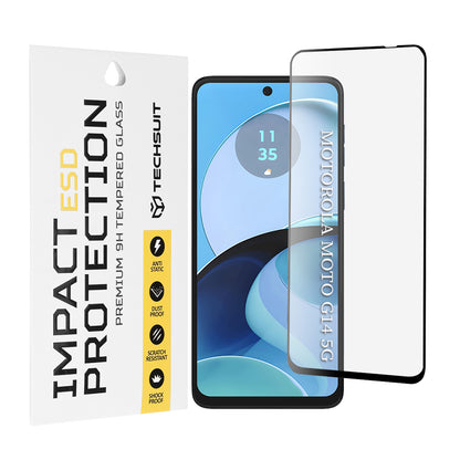 Pellicola protettiva per schermo Techsuit per Motorola Moto G64 / G54 Power Edition / G14 / G54, Vetro temperato, Full Glue, Nero