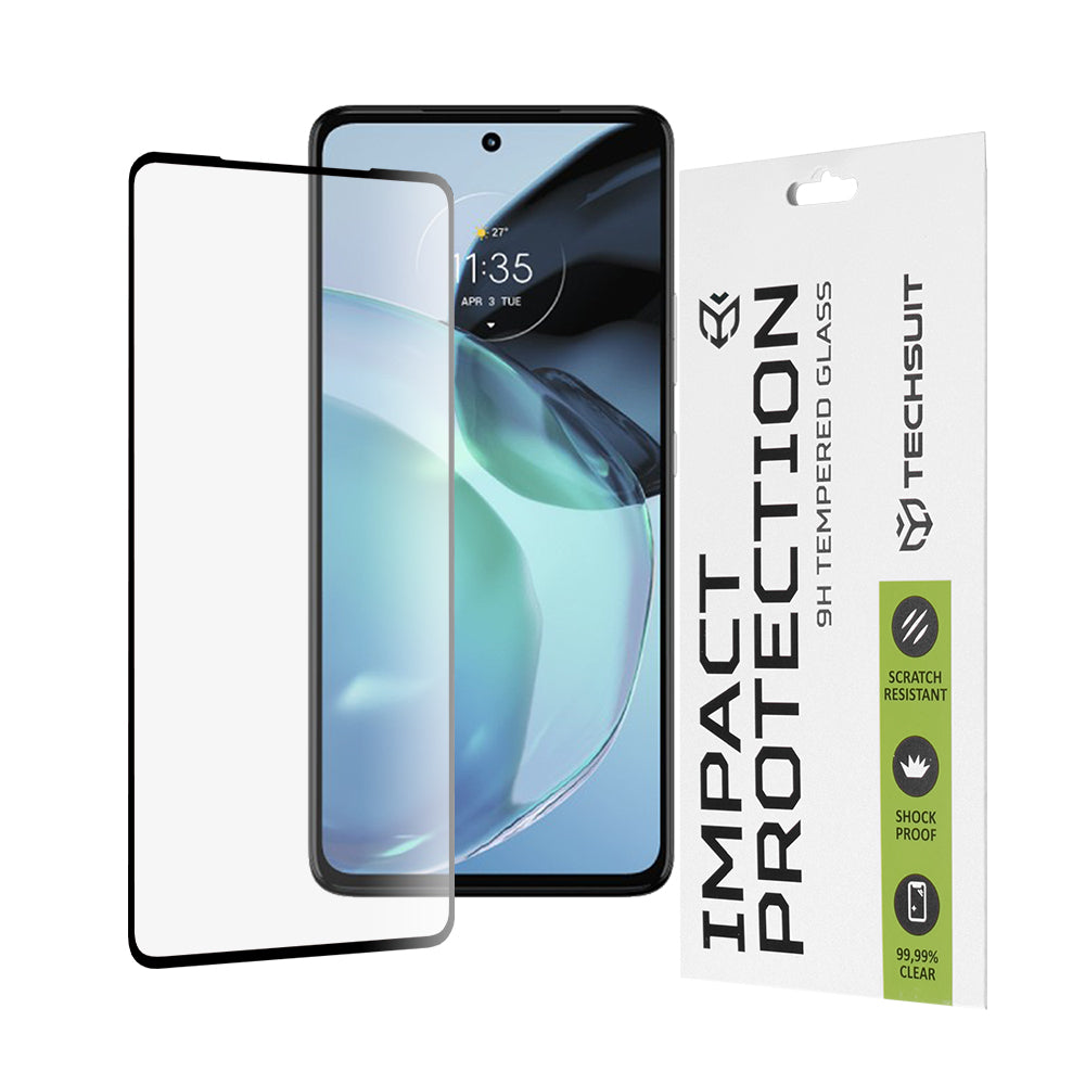 Pellicola protettiva per schermo Techsuit per Motorola Moto G72, Vetro temperato, Full Glue, 111D, Nero