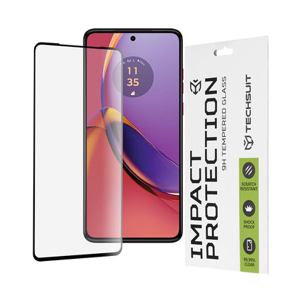 Pellicola protettiva per schermo Techsuit per Motorola Moto G84, Vetro Temperato, Full Glue, 111D, Nero