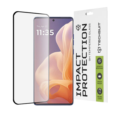 Pellicola protettiva per schermo Techsuit per Motorola Moto G85, Vetro temperato, Full Glue, 111D, Nero