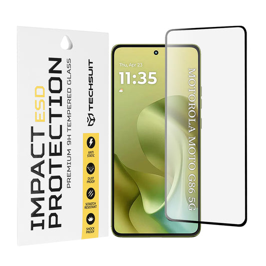 Film de protection d'écran Techsuit pour Motorola Moto G86 Power / G86, Verre trempé, Collage intégral, Noir