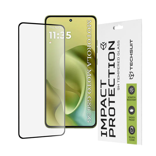 Pellicola protettiva per schermo Techsuit per Motorola Moto G86, Vetro temperato, Full Glue, 111D, Nero