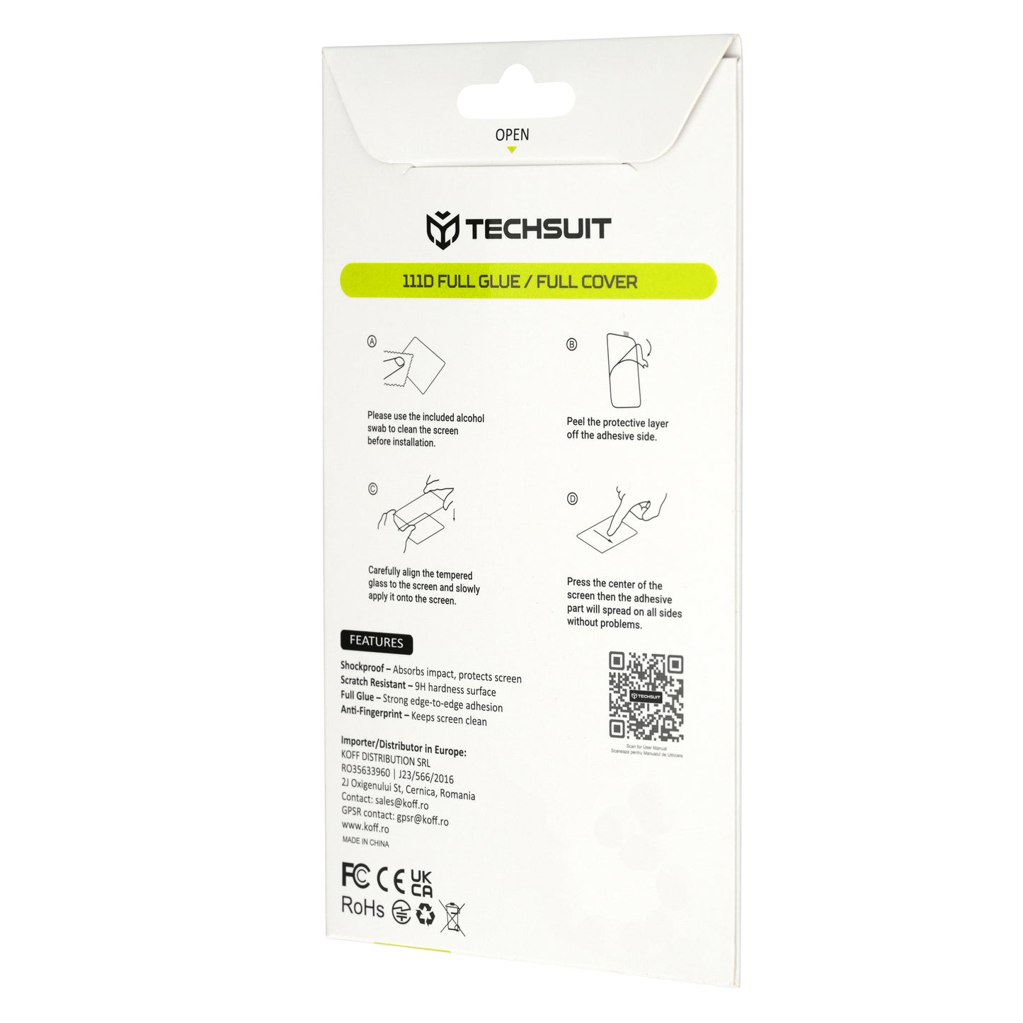 Film de protection d'écran Techsuit pour Nothing Phone (4b), Verre trempé, Full Glue, 111D, Noir