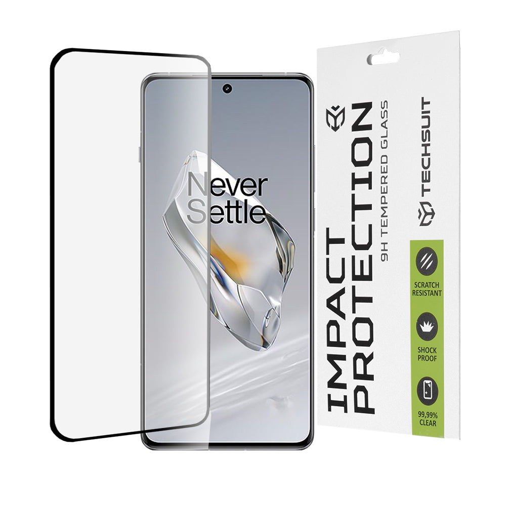 Pellicola protettiva per schermo Techsuit per OnePlus 12, Vetro temperato, Full Glue, 111D, Nero