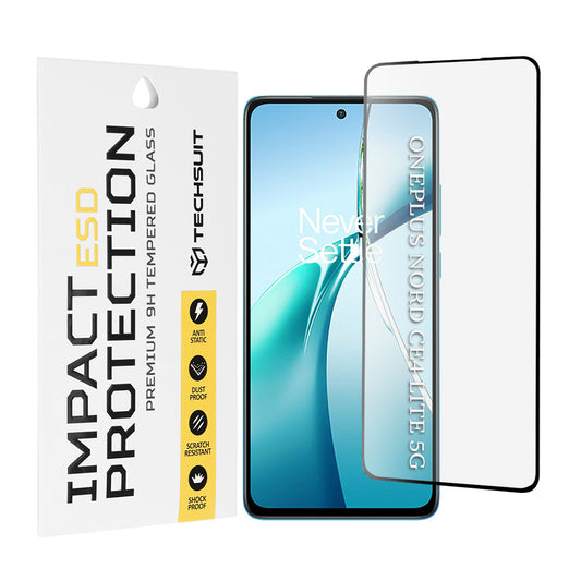 Pellicola protettiva per schermo Techsuit per OnePlus Nord CE4 Lite, Vetro temperato, Full Glue, Nero