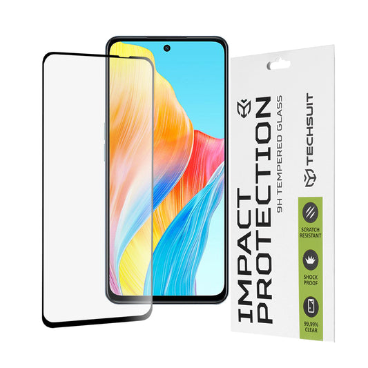 Pellicola protettiva per schermo Techsuit per OnePlus Nord N30 SE / Oppo A79 / A98 / A58 4G, Vetro Temperato, Full Glue, 111D, Nero