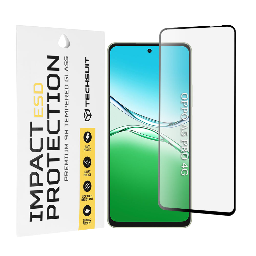 Techsuit Displayschutzfolie für Oppo A5 Pro 4G / A5 Pro, gehärtetes Glas, Full Glue, Schwarz
