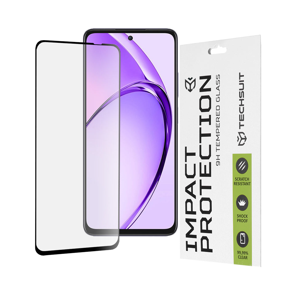 Techsuit Displayschutzfolie für Oppo A80, gehärtetes Glas, Full Glue, 111D, Schwarz