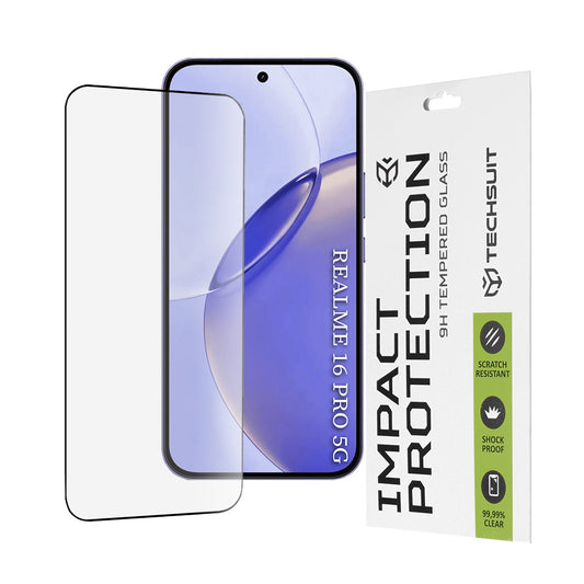 Film de protection d'écran Techsuit pour Realme 16 Pro, Verre Trempé, Full Glue, 111D, Noir