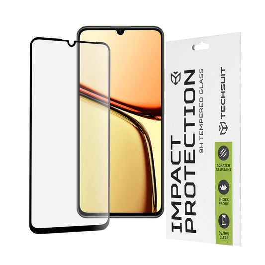 Film de protection d'écran Techsuit pour Realme C63 / C61, Verre Trempé, Full Glue, 111D, Noir