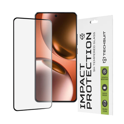 Techsuit Displayschutzfolie für Realme GT 7, gehärtetes Glas, Full Glue, 111D, Schwarz