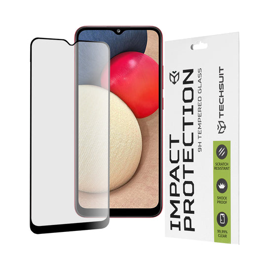 Techsuit Displayschutzfolie für Samsung Galaxy A04e A042 / M04 M045 / A03 A035 / A03 Core A032, gehärtetes Glas, Full Glue, 111D, Schwarz