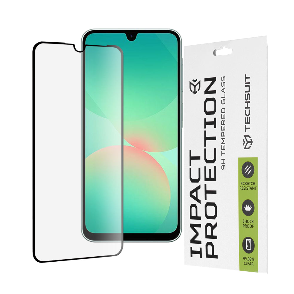 Film de protection d'écran Techsuit pour Samsung Galaxy A26 A266, Verre Trempé, Full Glue, 111D, Noir