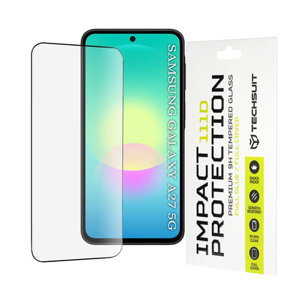 Techsuit Displayschutzfolie für Samsung Galaxy A27 5G, gehärtetes Glas, Full Glue, 111D, Schwarz