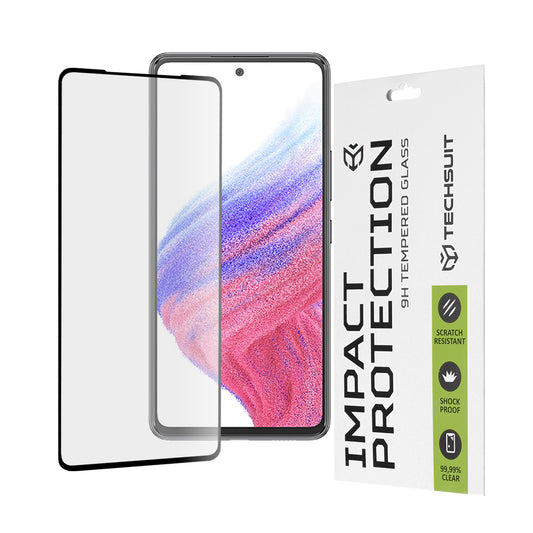 Techsuit Displayschutzfolie für Samsung Galaxy A53 5G A536, gehärtetes Glas, Full Glue, 111D, Schwarz