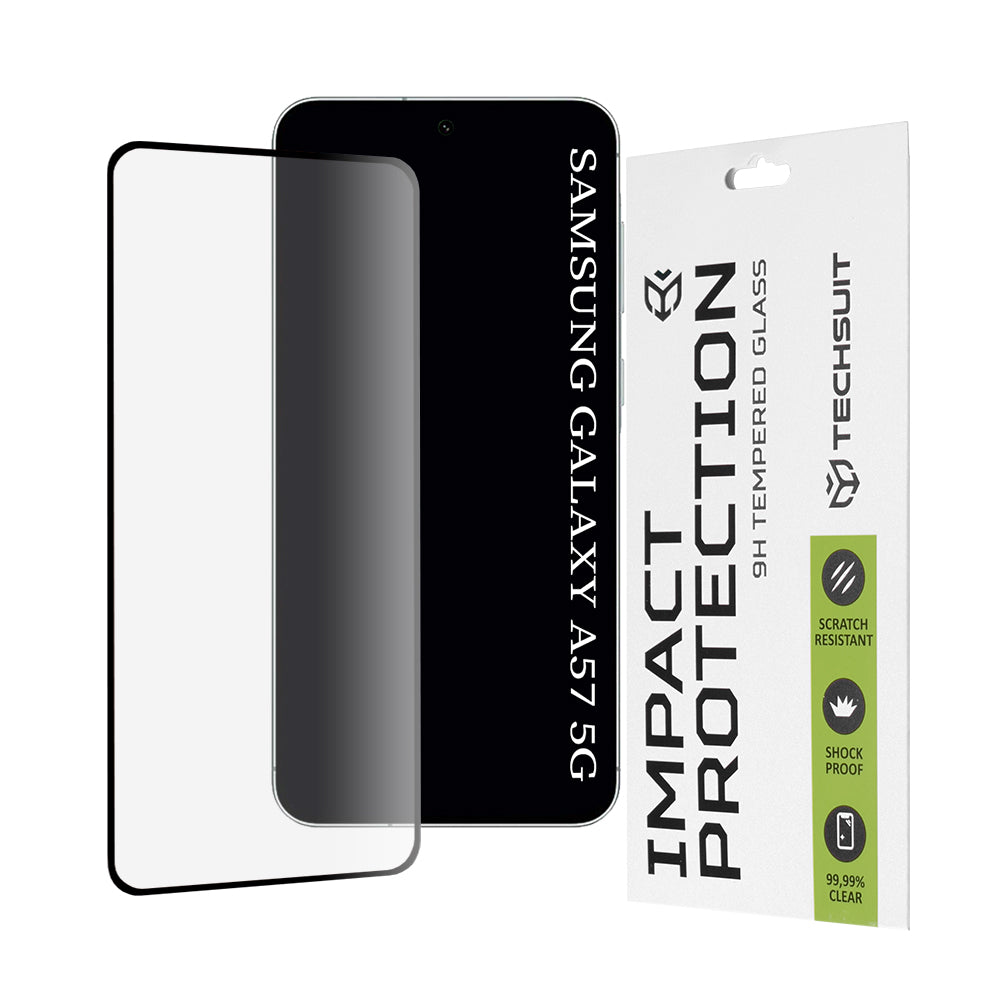 Pellicola protettiva per schermo Techsuit per Samsung Galaxy A57 5G, Vetro Temperato, Full Glue, 111D, Nera