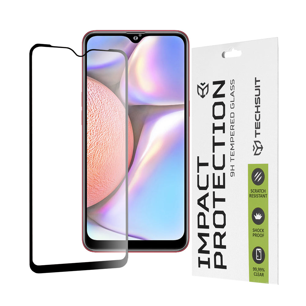 Pellicola protettiva per schermo Techsuit per Samsung Galaxy M01s M017 / A10s A107 / A10 A105 / M10 M105, Vetro Temperato, Full Glue, 111D, Nero