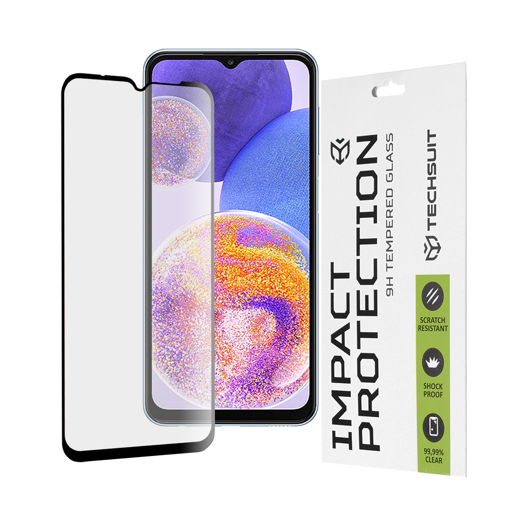 Film de protection d'écran Techsuit pour Samsung Galaxy M13 M135 / F13 E135 / A23 5G A236 / A23 A235, Verre trempé, Full Glue, 111D, Noir