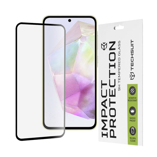 Pellicola protettiva per schermo Techsuit per Samsung Galaxy M56 M566 / M35 / A55 5G A556 / A35 5G A356, Vetro Temperato, Full Glue, 111D, Nero
