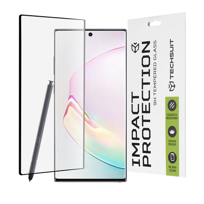 Pellicola Protettiva per Schermo Techsuit per Samsung Galaxy Note 10 5G N971 / Note10 N970, Vetro Temperato, Full Glue, 111D, Nero