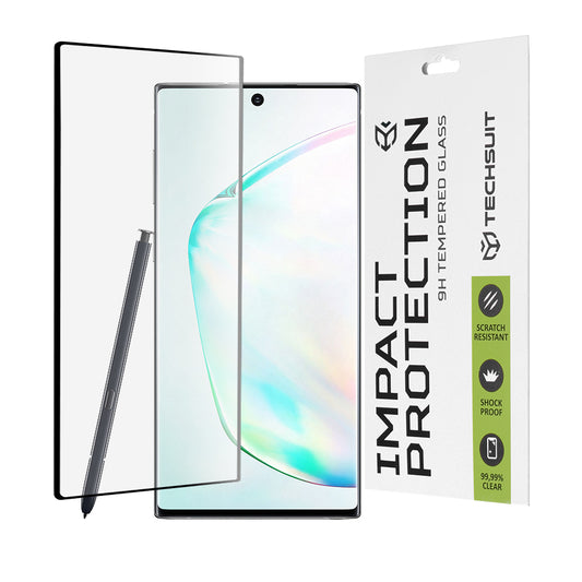 Film de protection d'écran Techsuit pour Samsung Galaxy Note 10+ 5G N976 / Note 10+ N975, Verre trempé, Full Glue, 111D, Noir