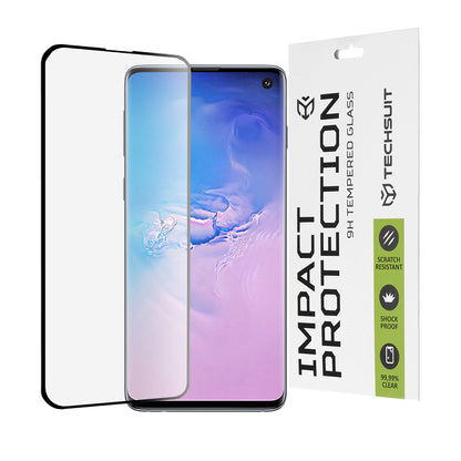Pellicola protettiva per schermo Techsuit per Samsung Galaxy S10 G973, Vetro temperato, Full Glue, 111D, Nero