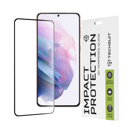 Pellicola protettiva per schermo Techsuit per Samsung Galaxy S21+ 5G G996, Vetro temperato, Full Glue, 111D, Nero
