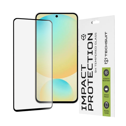 Film de protection d'écran Techsuit pour Samsung Galaxy S24 FE S721, Verre trempé, Full Glue, 111D, Noir