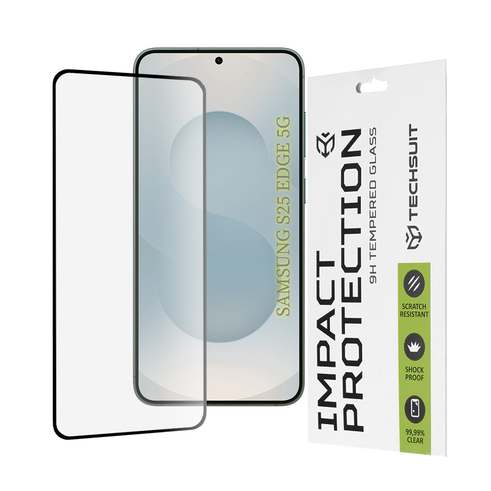 Film de protection d'écran Techsuit pour Samsung Galaxy S25 Edge S937, Verre Trempé, Full Glue, 111D, Noir
