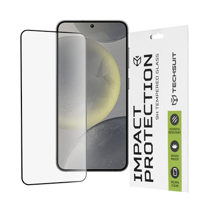 Pellicola protettiva per schermo Techsuit per Samsung Galaxy S25 S931 / S24 S921, Vetro temperato, Full Glue, 111D, Nero