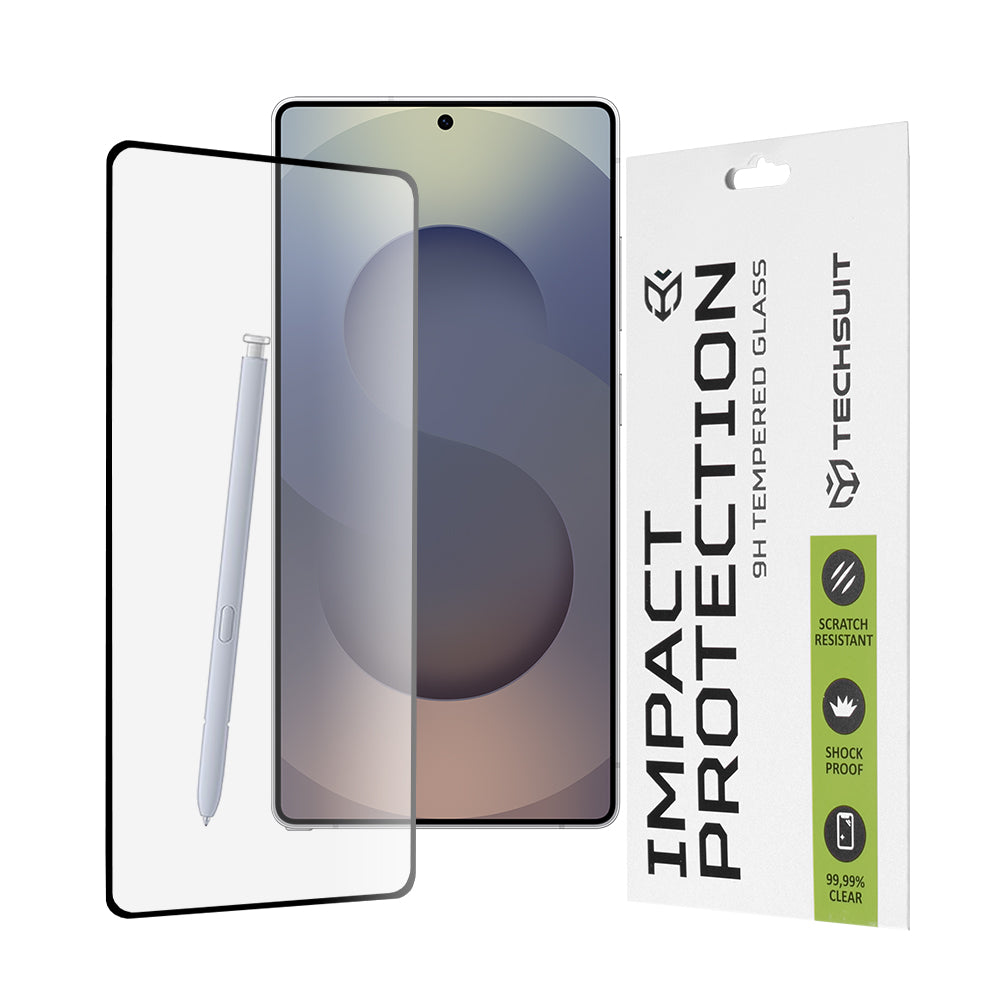 Pellicola protettiva per schermo Techsuit per Samsung Galaxy S25 Ultra S938, Vetro temperato, Full Glue, 111D, Nero