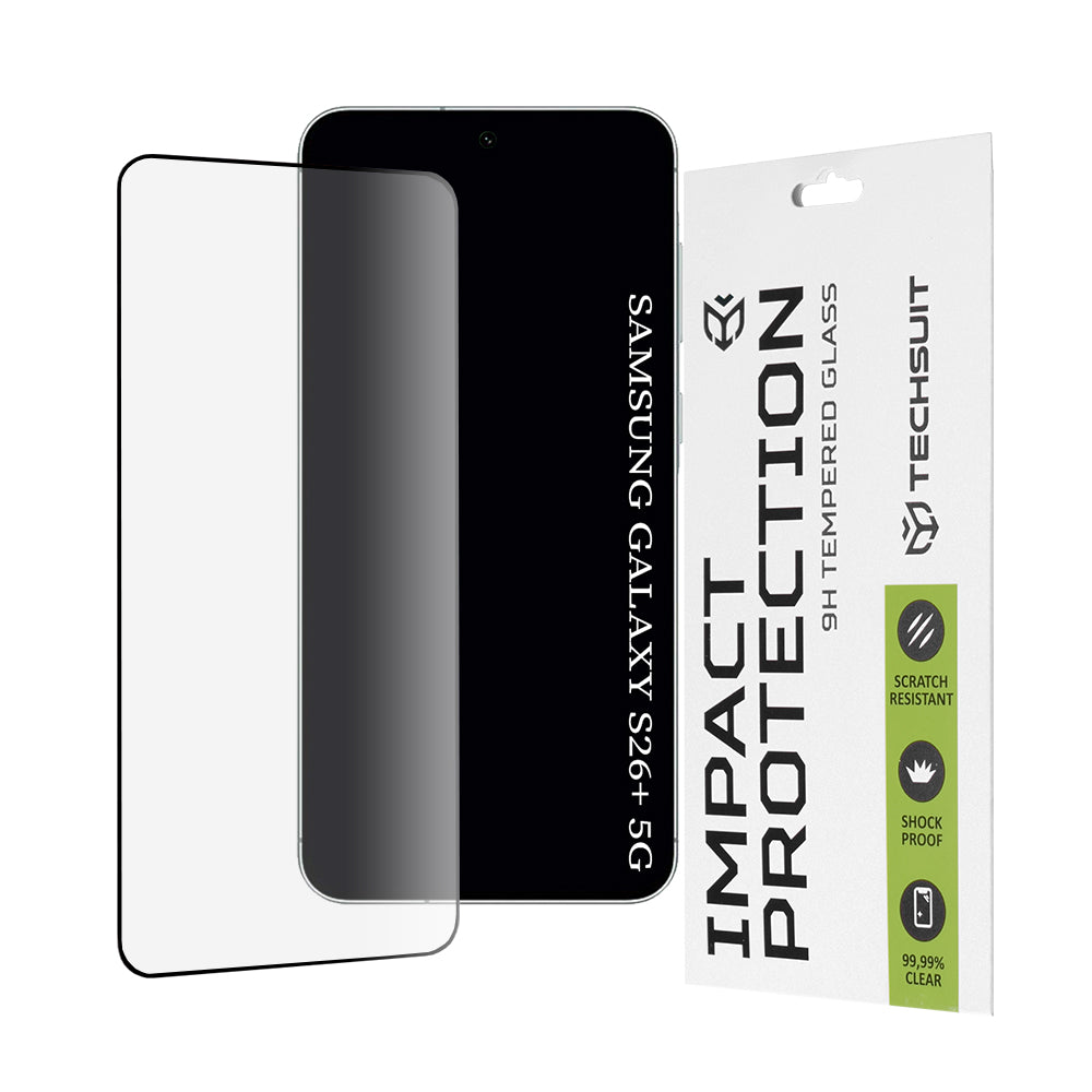 Techsuit Screen Protector for Samsung Galaxy S26 Plus, Tempered Glass, Full Glue, 111D, Black