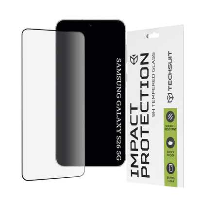 Techsuit Screen Protector for Samsung Galaxy S26, Tempered Glass, Full Glue, 111D, Black