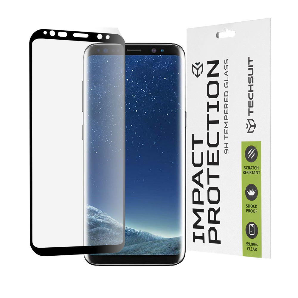 Pellicola Protettiva Schermo Techsuit per Samsung Galaxy S8 G950, Vetro Temperato, Full Glue, 111D, Nero