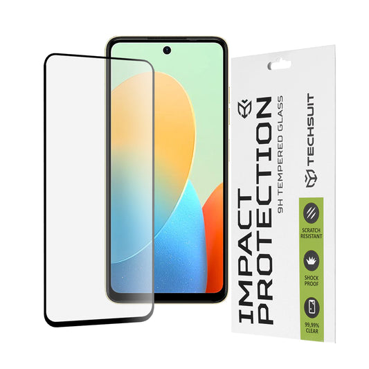 Pellicola protettiva per schermo Techsuit per Tecno Spark 20 / Spark Go 2024 / Spark 20C / Smart 8 / Hot 40i, Vetro temperato, Full Glue, 111D, Nero