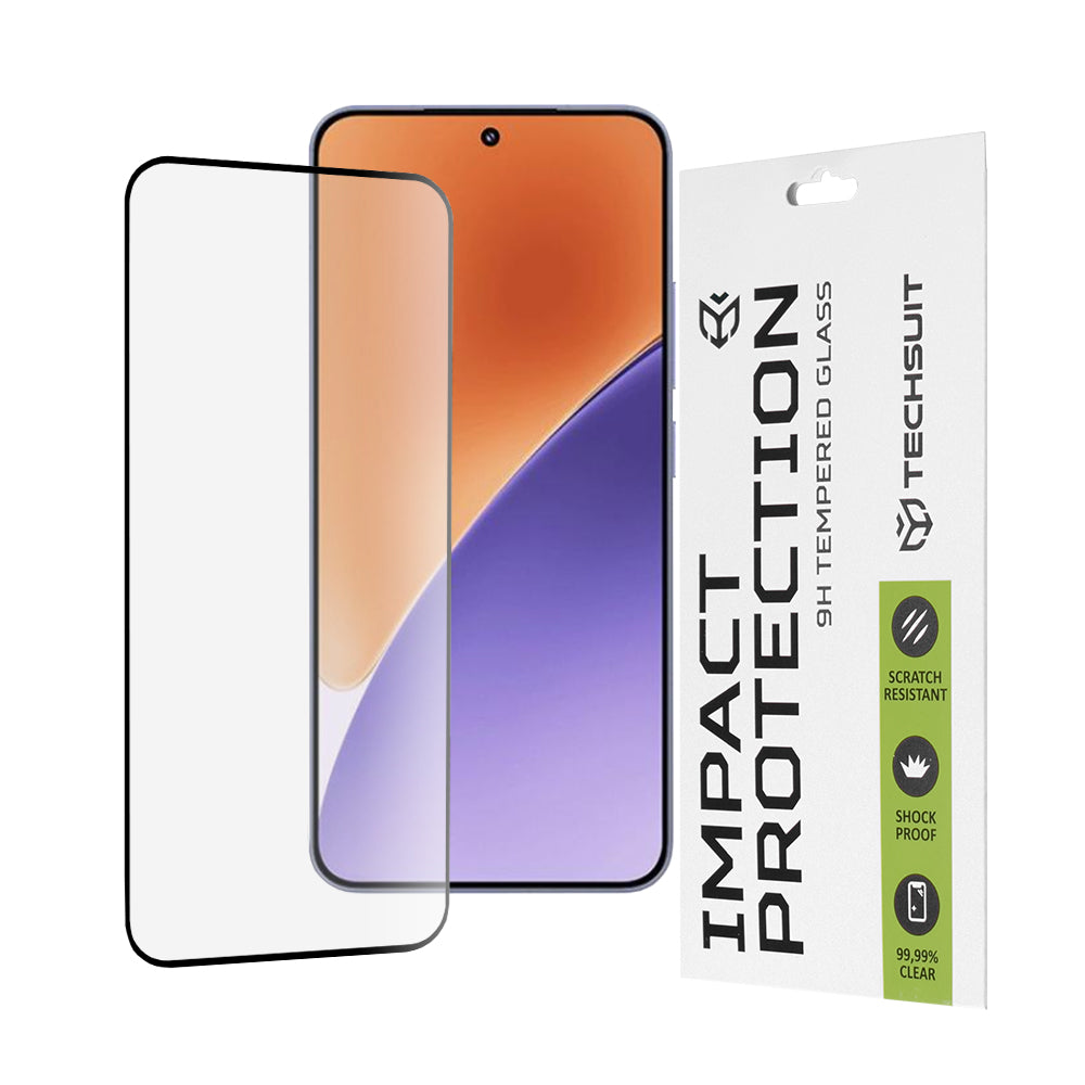 Techsuit Displayschutzfolie für Xiaomi 15, gehärtetes Glas, Full Glue, 111D, Schwarz