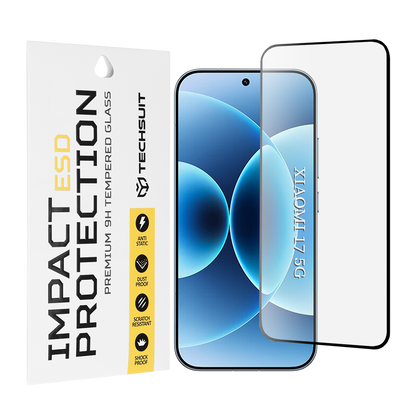 Pellicola protettiva Techsuit per Xiaomi 17, Vetro Temperato, Full Glue, Nera