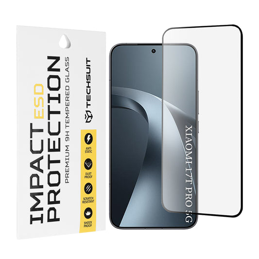 Pellicola protettiva per schermo Techsuit per Xiaomi 17T Pro, Vetro temperato, Full Glue, Nero