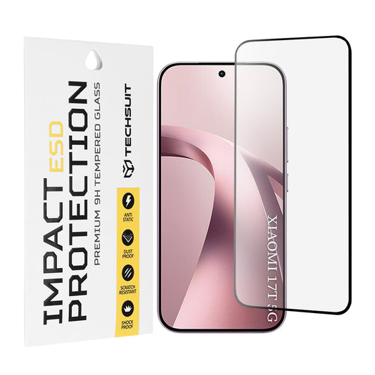 Pellicola protettiva per schermo Techsuit per Xiaomi 17T, Vetro temperato, Full Glue, Nero