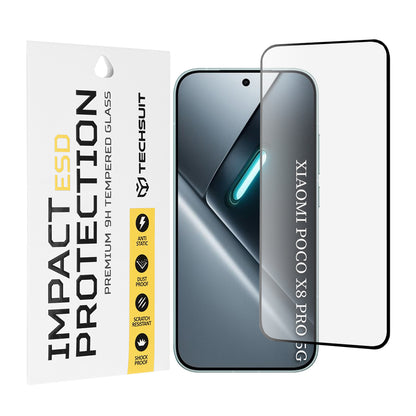 Pellicola protettiva per schermo Techsuit per Xiaomi Poco X8 Pro, Vetro temperato, Full Glue, Nero