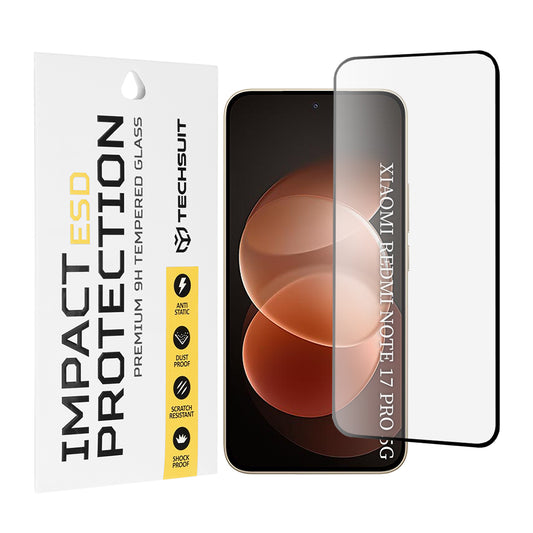 Film de protection d’écran Techsuit pour Xiaomi Poco X8 / Redmi Note 17 Pro / Note 17 Pro Max, verre trempé, adhésif intégral, noir