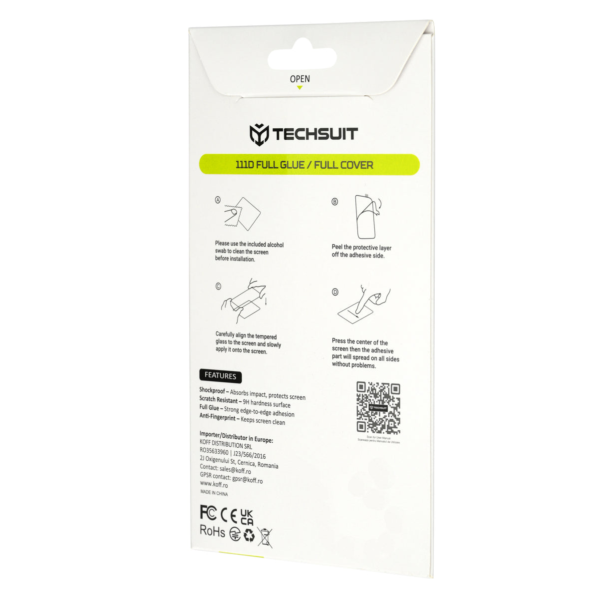 Film de protection d'écran Techsuit pour Xiaomi Redmi 17 5G / 17 4G, Verre trempé, Full Glue, 111D, Noir