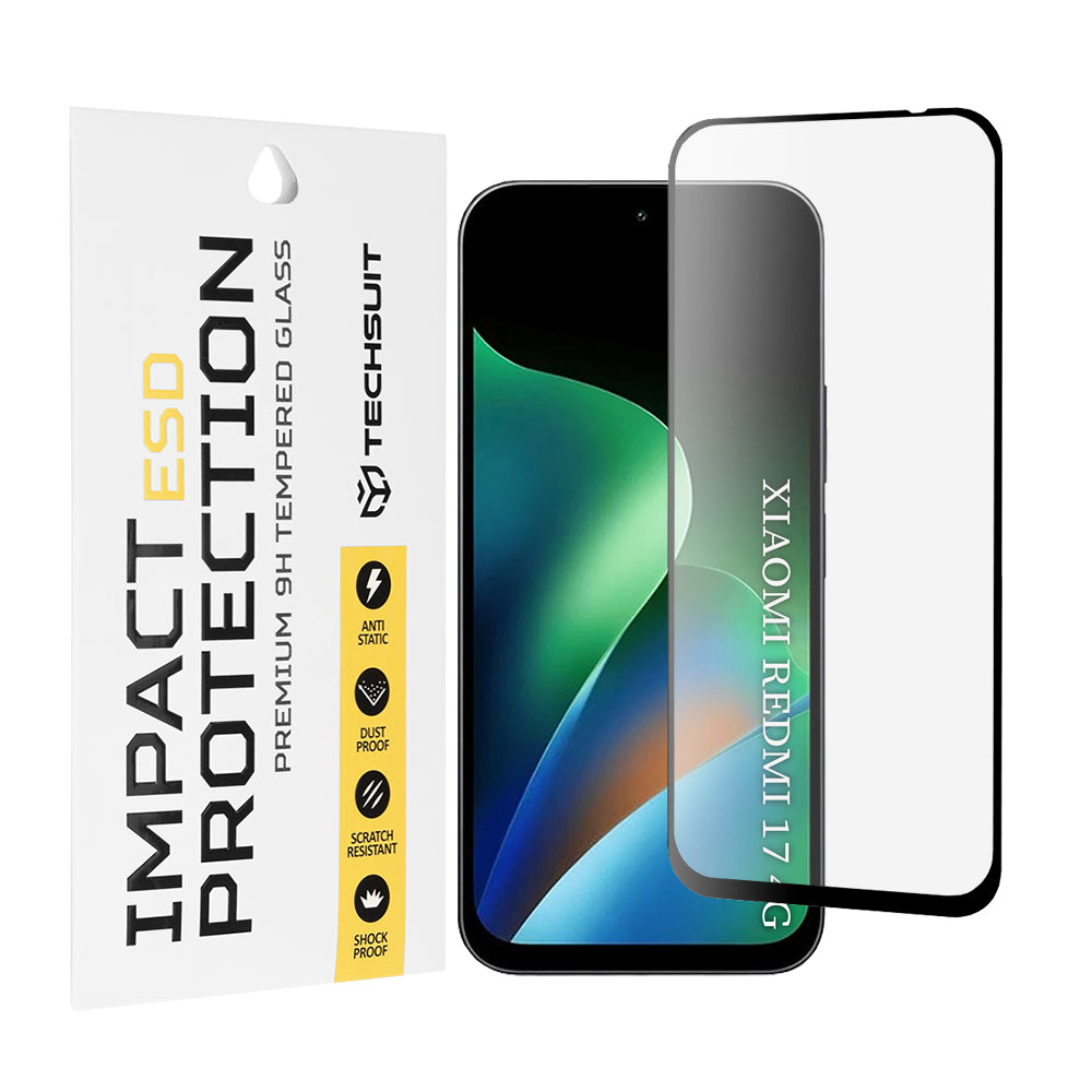 Pellicola protettiva per schermo Techsuit per Xiaomi Redmi 17 5G / 17 4G, Vetro temperato, Full Glue, Nero