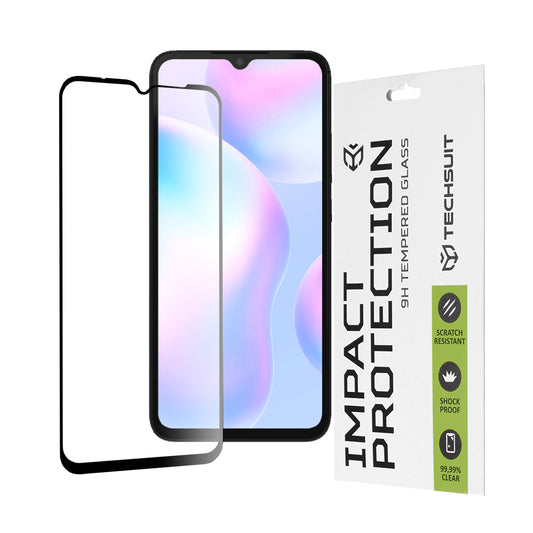 Pellicola protettiva per schermo Techsuit per Xiaomi Redmi A2+ / A2 / A1+ / A1 / 10A, Vetro temperato, Full Glue, 111D, Nero